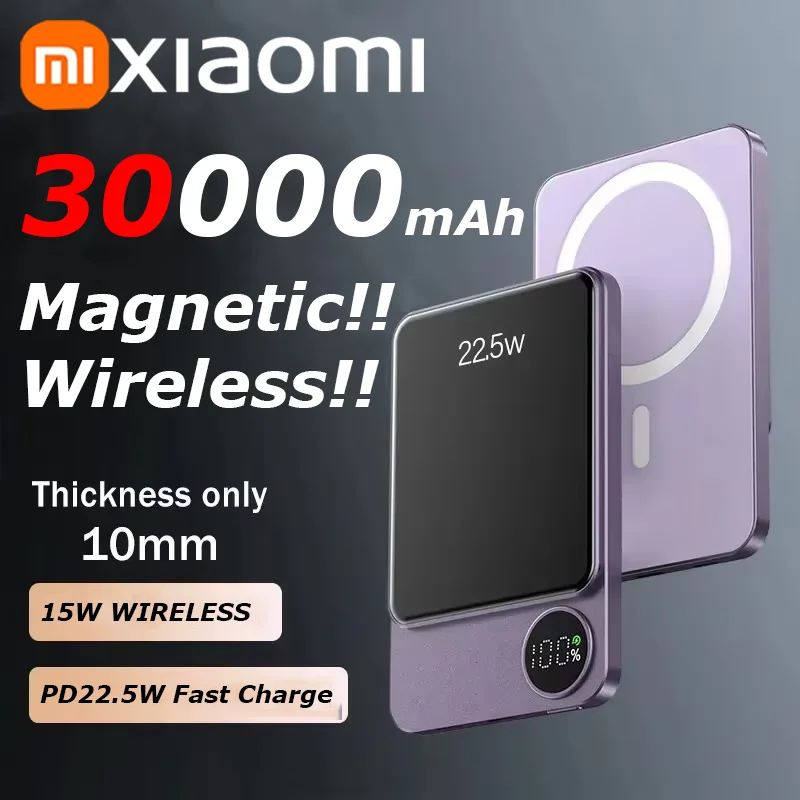 20000 mAh Alloy Magsafe Wireless Magnetic Power Bank Szybkie ładowanie Przenośna bateria zapasowa do iPhone'a 12 13 14 15 Xiaomi Samsung