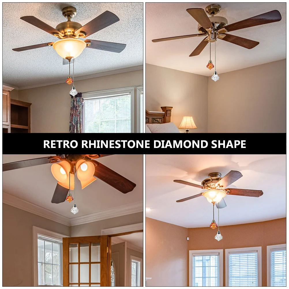 

2Pcs Ceiling Fan Light Chain Rhinestone Decorative Pull Chain for Ceiling Fan Lamp Hanging Ornament Extension Home Decoration