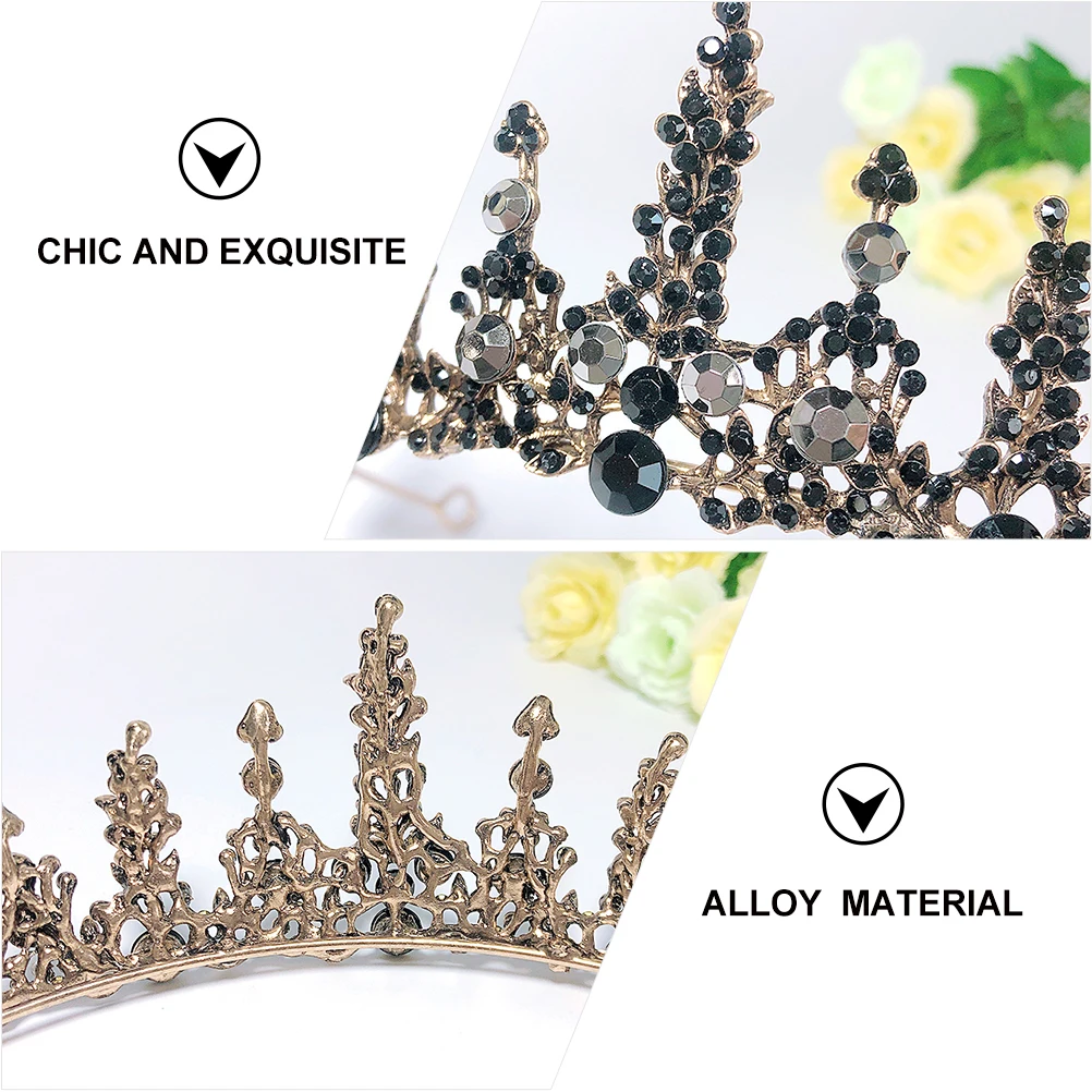 

3pcs Crown Bride Crown Headdresses Earrings Set Black Wedding Bride Headdresses Fashion Headwear Hairstyle Accessories