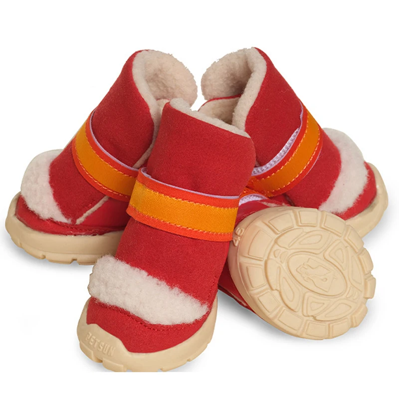 

Warm Dog Booties Winter Outdoor Shoes For Small Breeds Dogs Red Brown Suede High Boots Anti-Slip Pet Dog Hiking Shoes