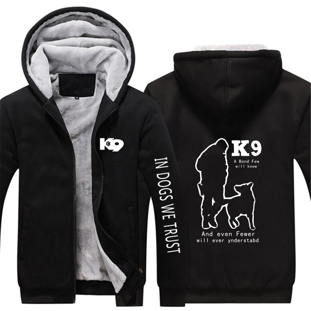 TRAINER K9 Team K9 Unit Malinois 2023 Autumn Winter New Solid Color Stitching Sleeve Design Thicken Hoodie Mens Hooded Coat