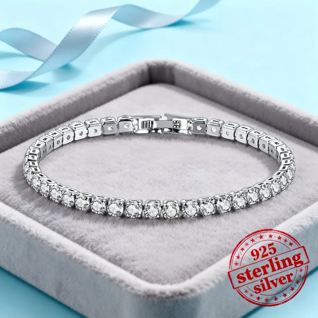 Charms 925 Sterling Silver Custom Bracelet Zirconia Tennis Zircon for Women Fashion Wedding hot Costume Jewelry Holiday gifts