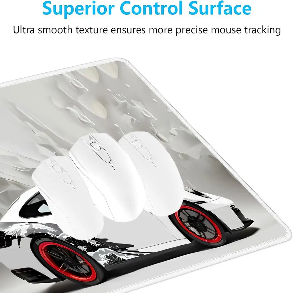 Cool White Wave Car Mouse Pad Large Table Cushion Gamer Keyboard Gaming Non-slip Computer Laptop Tablet Mat Mini PC Playmat