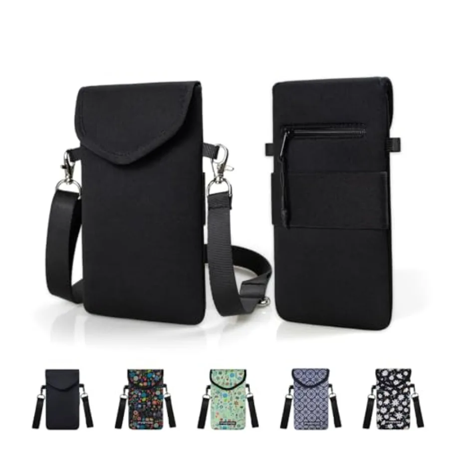 

Neoprene Phone Sleeve Pouch Case Bag for Men Women w/Crossbody Strap/Neck Lanyard for iPhone 17/16/15/14 Pro Max, Samsung S25Pi