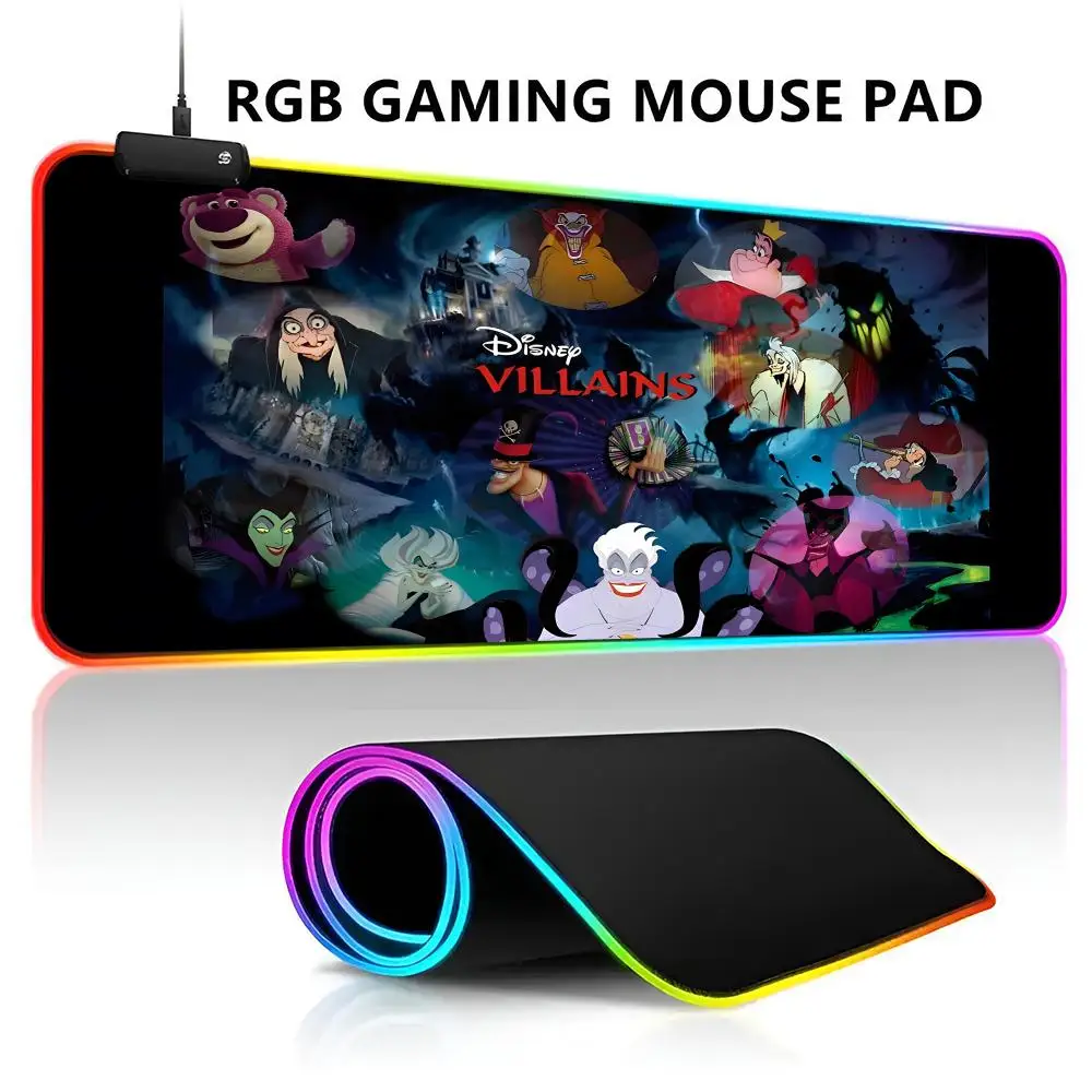 Disney villain queen Mouse Pad RGB LED Light Gaming Waterproof Large Gamer Mouse Carpet Big Mause Keyboard Pad PC Desk Play Mat