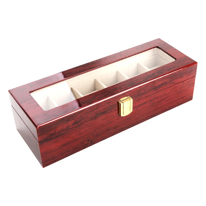 Cajas de madera de lujo para hombres y mujeres, organizador de joyería superior de vidrio, estuches estroboscópicos, Cajas de Regalo de reloj, 2 rejillas, 3 rejillas, 5 rejillas, 6 rejillas, 10 rejillas, 12 rejillas