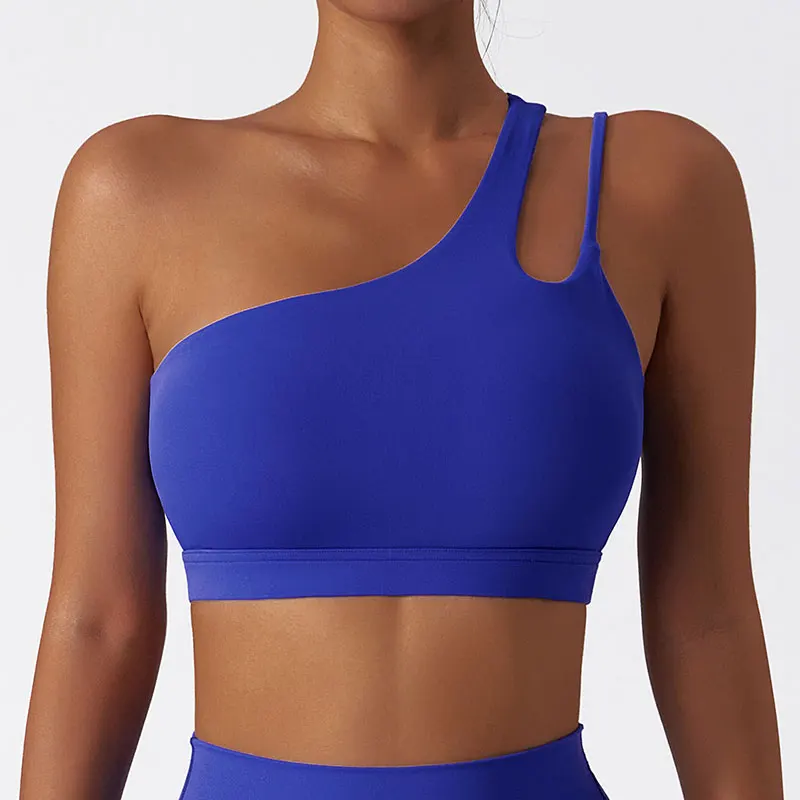 Woman Diagonal Shoulder Yoga Top Sports Yoga Crop Top Sleeveless Top For Fitness Workout Tops Gym Clothing Running Sportswear