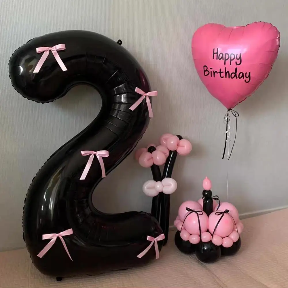 Aluminum Film Number Balloons Black Balloons Outdoor Birthday Party Supplies Photo Props Number Shape Wedding Decora Cute INS