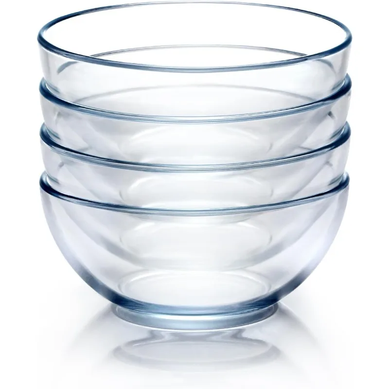 5 Inch Small Glass Bowls Set of 6, 14oz Glass Dessert Bowl Set, Clear Tempered Glass Sauce Bowls for Kitchen Microwave