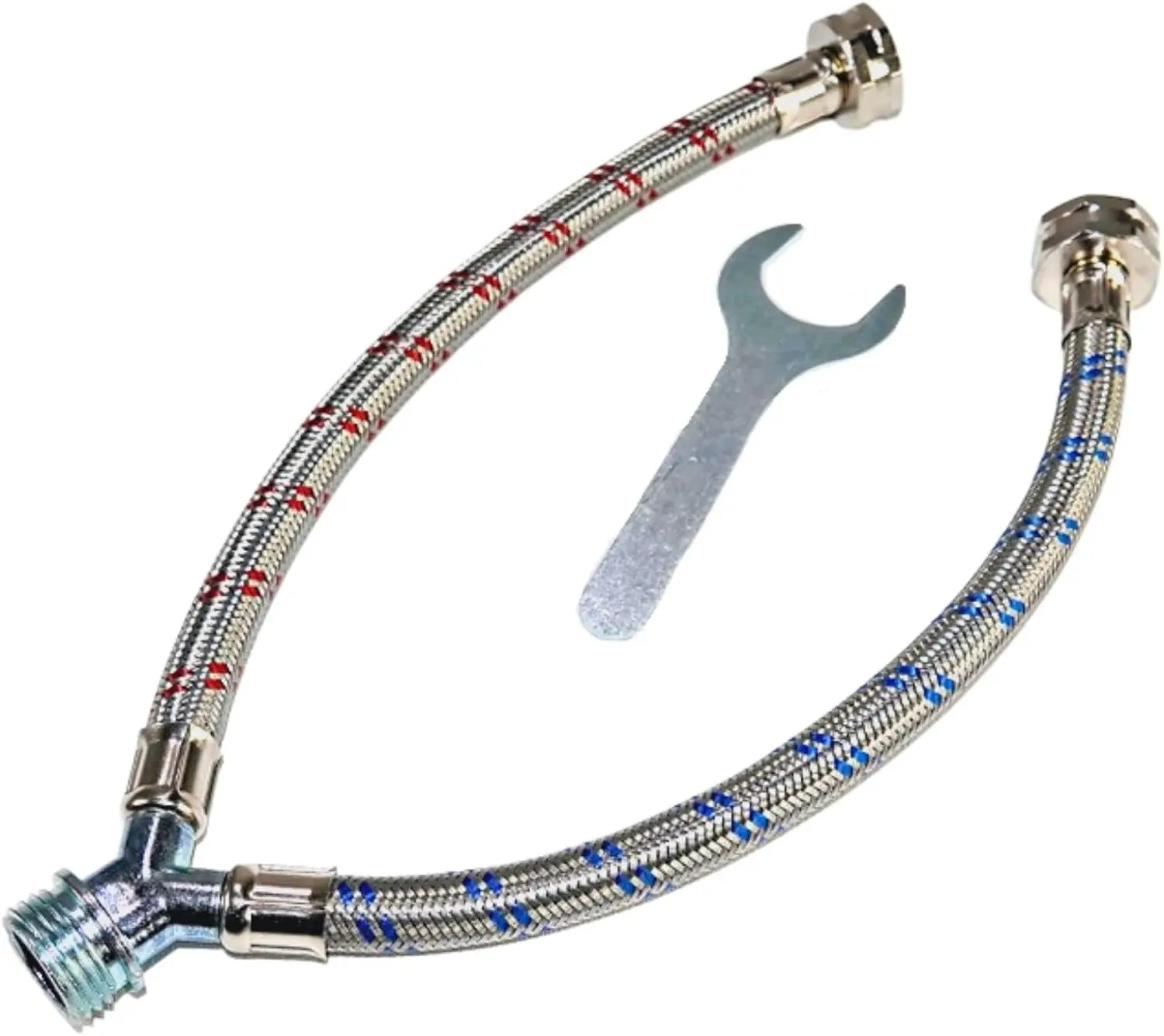 

Шланг для стиральных машин из нержавеющей стали с Y-образным разветвителем - длина 1 фут, латунные фитинги 3/4 дюйма, устойчивый к разрывам