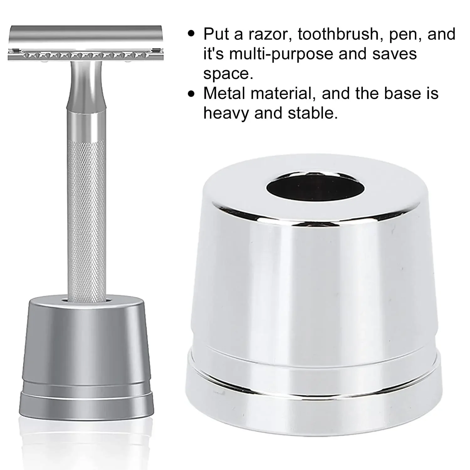 Stainless Steel Razor Stand - Alloy Shaving Holder for Manual Safety Razors, Vintage Bathroom Organizer