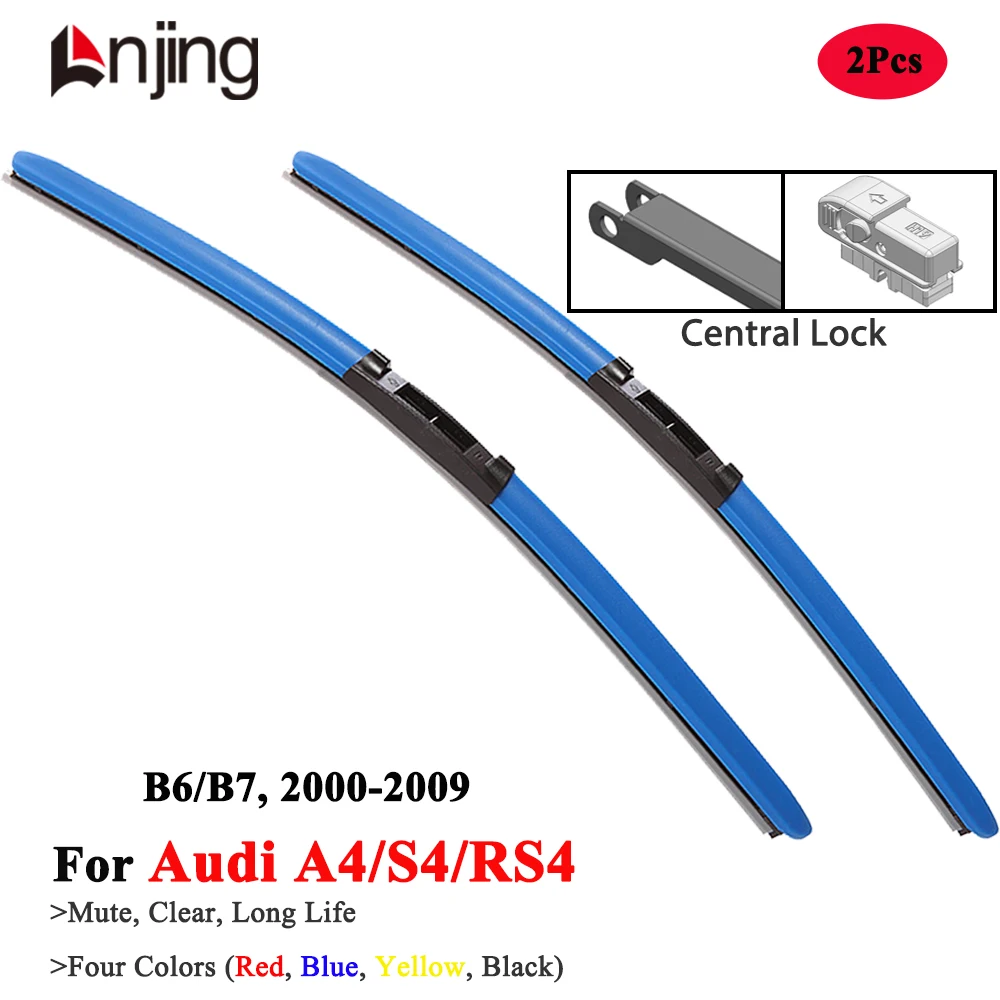 

LNJING Colorful Wiper Blades For Audi A4 S4 RS4 B6 B7 8H 8E 2000 2002 2005 2006 2007 2008 2009 Car Exterior Luxury Accessories