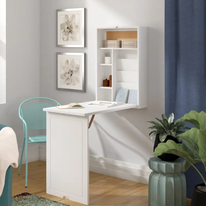 Folding Wall Mounted Floating Computer Desk Floating Saving Fold up Multi-Function Murp Desk Wall Mounted Convertible Desk Table