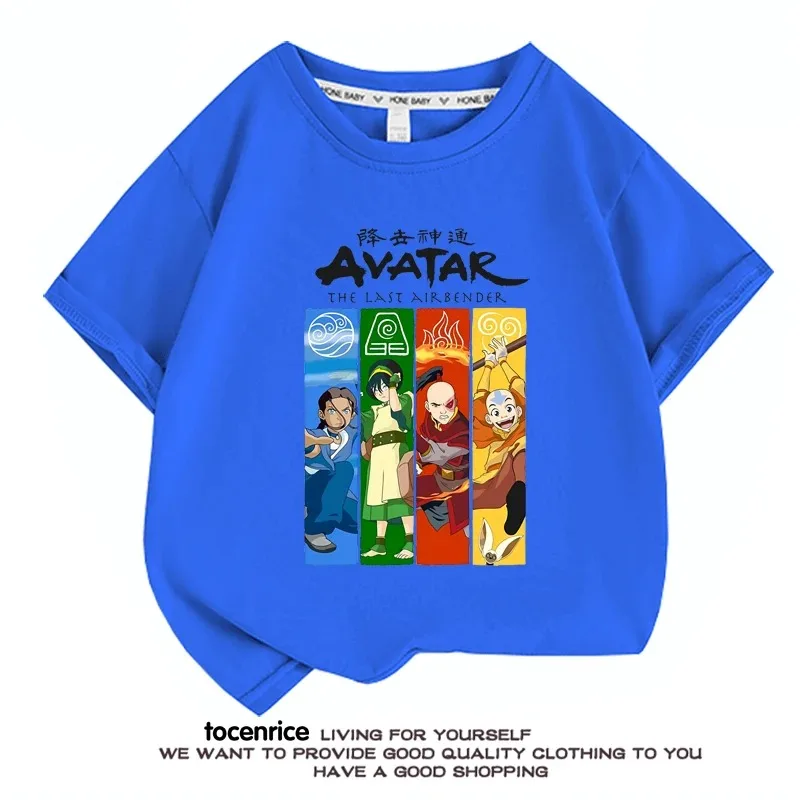 Anime Avatar The Last Airbender T Shirts Summer Fashion Kids Casual Boys Girls Unisex Crew Neck Tshirt Top Parent-child Clothing