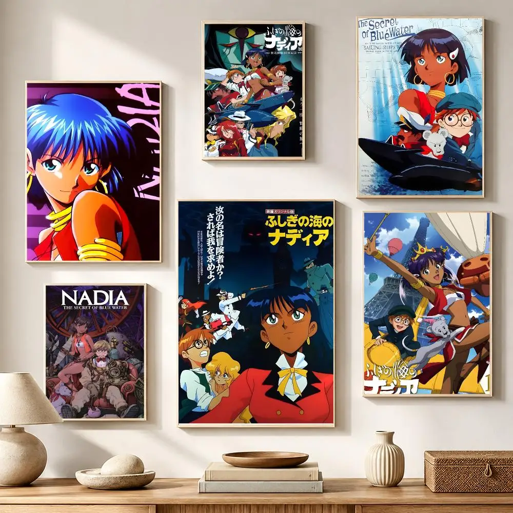 Anime Nadia The Secret of Blue Wate Poster High-definition waterproof stickers, suitable for home décor,holiday decorations