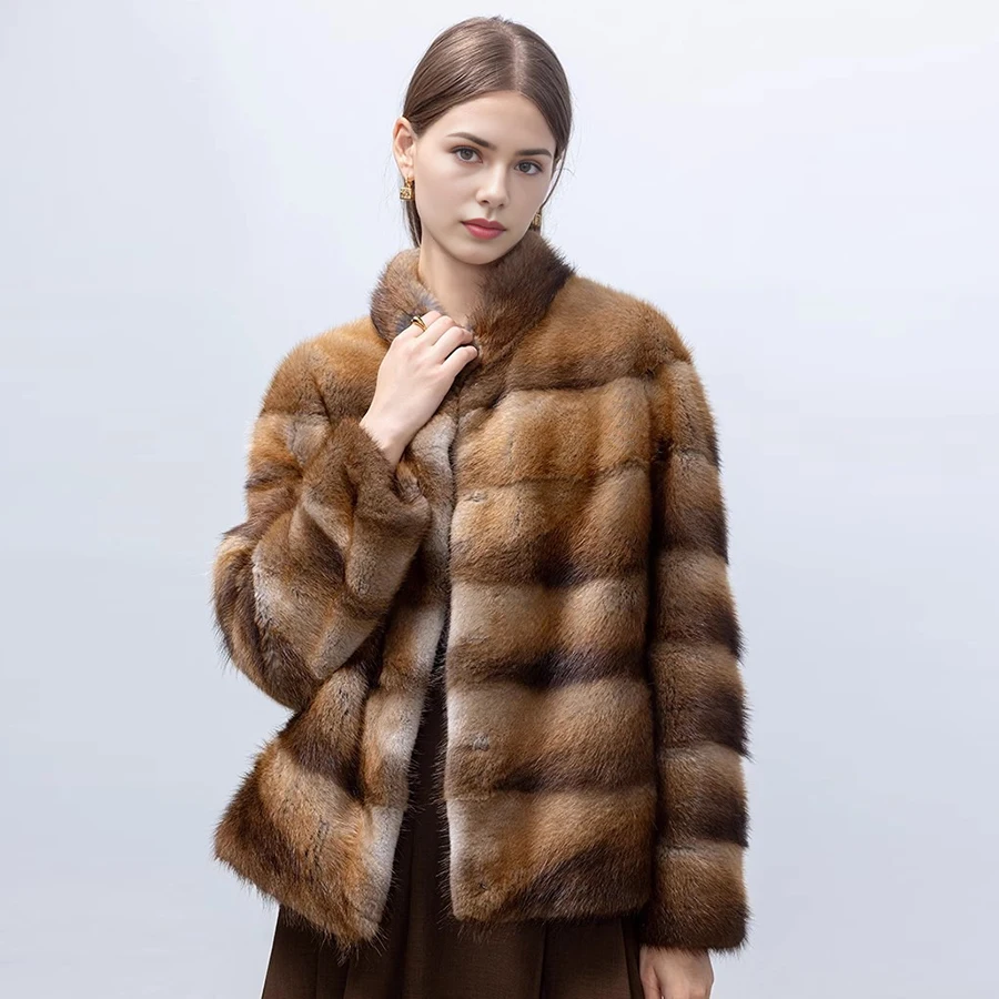 Natural Muskrat Fur Winter Women Fur Coat Women Luxury Real Fur Warm Winter Jackets