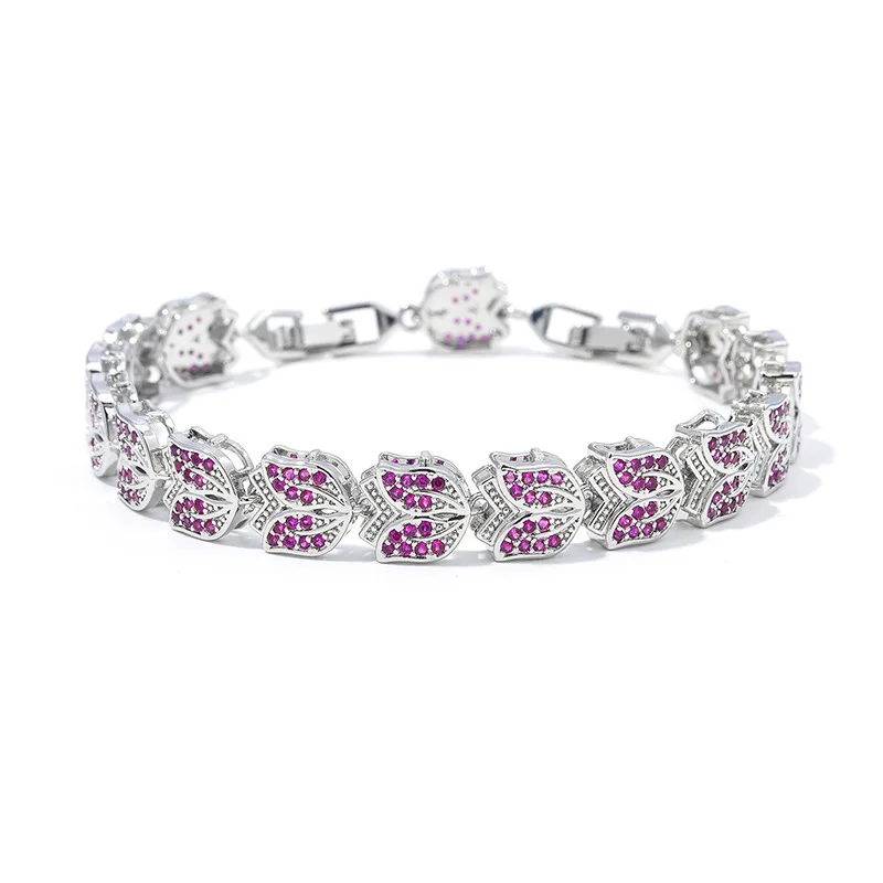 

HIBRIDE European and American style sliver color flower bracelet daily women's decorative jewelry wedding party gift B207