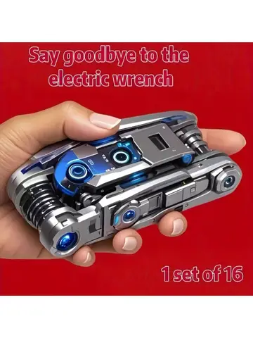 16-in-1 Socket Wrench Set, Non-Slip Rotating Head. Durable Stainless Steel for Home & Car Repairs. Easy & Universal Tool.