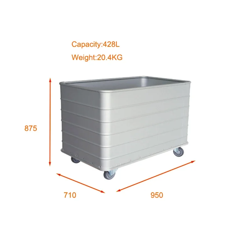 Anodized Light Alloy Aluminium Linen Basket Trolley Cart Cargo & Storage Equipment Hand Carts & Trolleys for Laundry Hospital