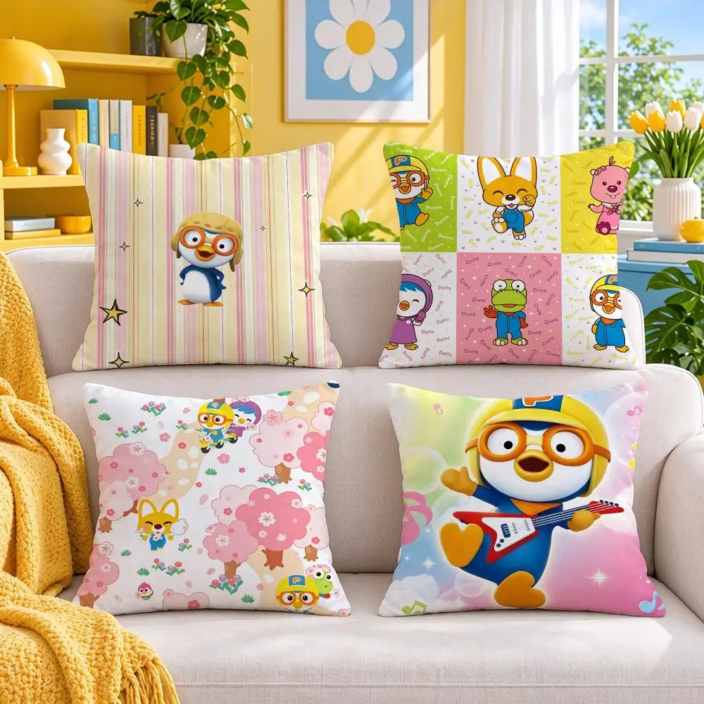 character pororo Cushion Cover Throw Pillow Short Plush Fresh Bright Cushion for Bedroom Sofa Ornament Present Gift