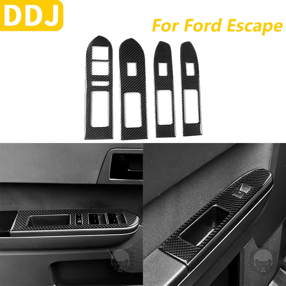 

Для Ford Escape 2008-2012 углеродное волокно, кнопка переключателя подъема двери, окна, панель управления, накладка, автомобильные аксессуары, внутренняя наклейка