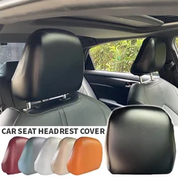 Universal Car Headrest Cover PU Leather Waterproof Dustproof Elastic Car Protect Seat Cap Taxi Car Interior Modified Seat Covers