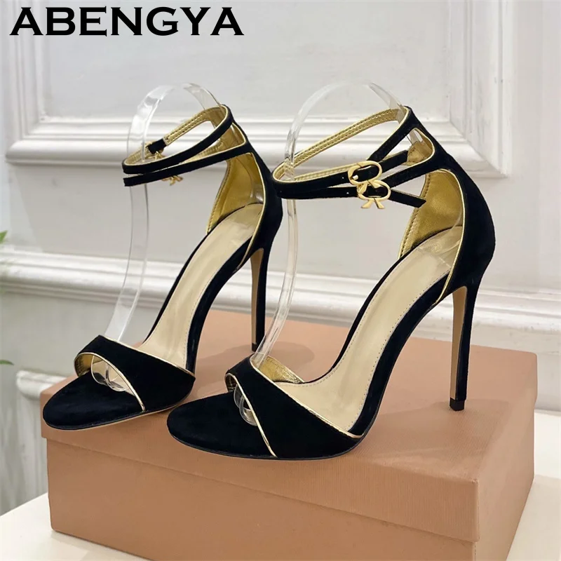 

Новые летние женские босоножки на шпильке с пряжкой на щиколотке, 10 см, с открытым носком, на тонком высоком каблуке, размеры 35-41, сексуальные туфли для вечерних выходов, коллекция 2026 года