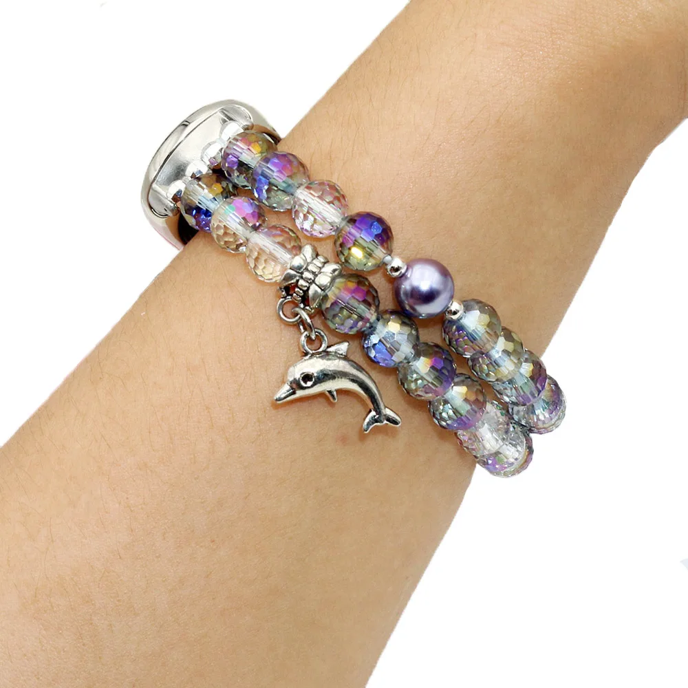 Mi Band 8 สร้อยข้อมือสําหรับ Xiaomi Smart Band 9/ 10 Dressy สายคล้องคอผู้หญิงสายรัดข้อมือ Smartwatch เปลี่ยนเครื่องประดับลูกปัดยืดหยุ่น