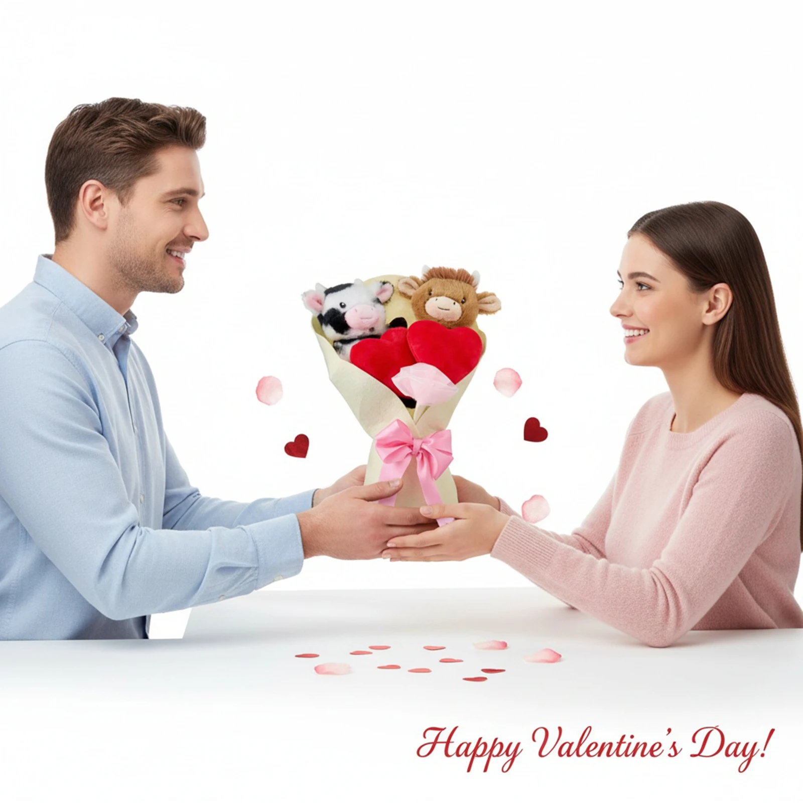 

Мягкая игрушка «Высокогорная корова» ко Дню святого Валентина, с сердечками и розовым бантом, для мальчиков, девочек и женщин, подарок на день рождения