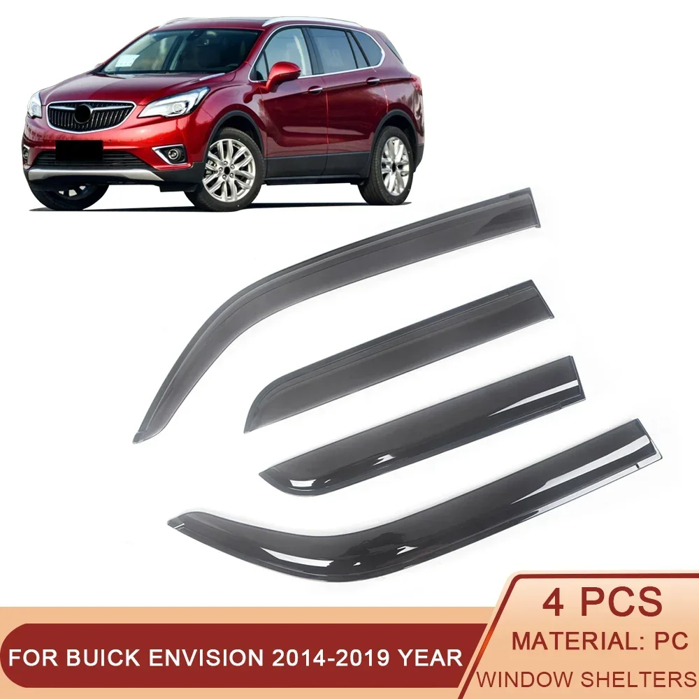 

For Buick Envision 2014-2019 Auto Side Window Wind Deflectors Visors Black Rain Guard Door Visor Vent Shade Dark Smoke Ventvisor