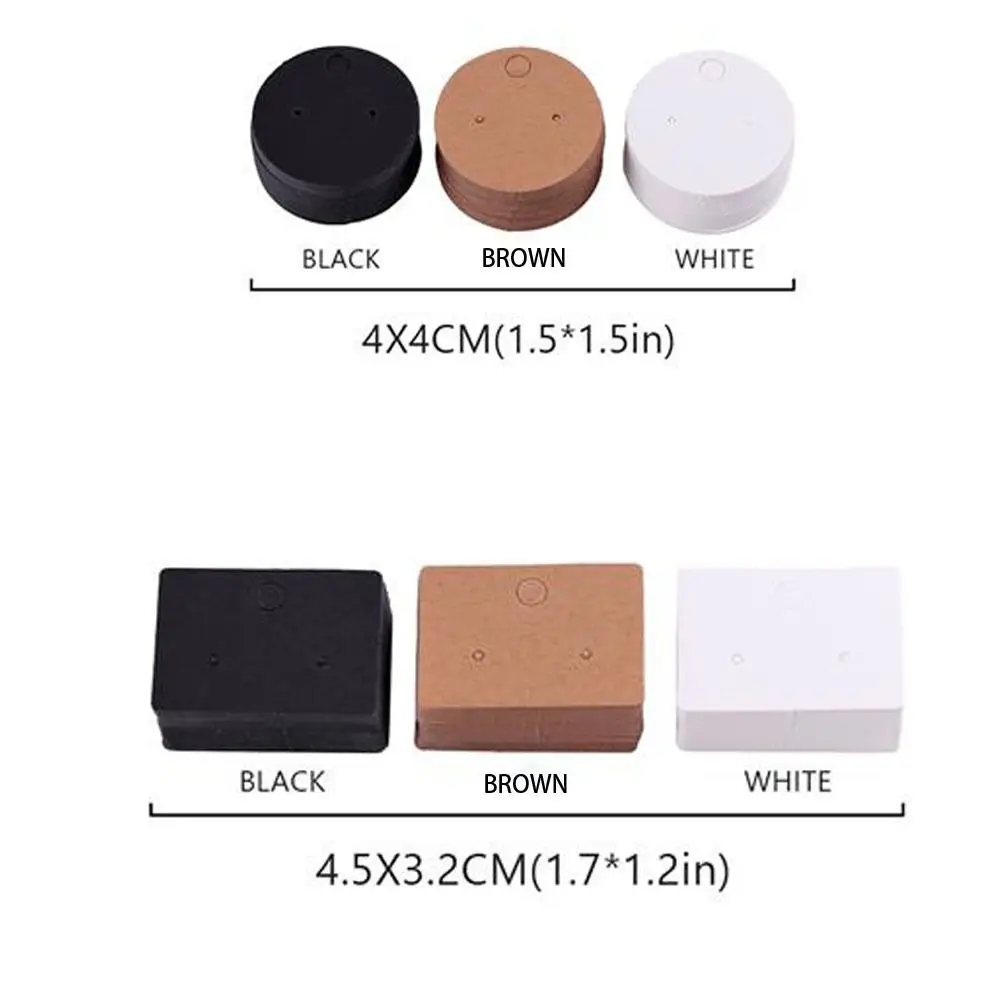 200PCS kertas portabel anting-anting tampilan kartu bulat persegi kosong kartu kardus tahan lama telinga kancing pemegang rumah