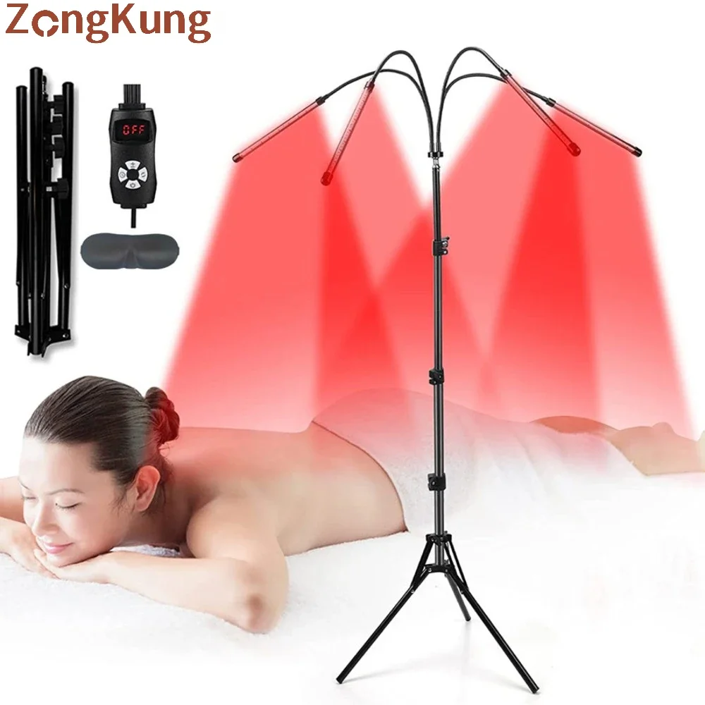 

4/5 Red Light tubes Therapy Device Infrared Therapy Lamp with Stand, 660nm&850nm for Body Pain Relief Skin Recovery Home Use