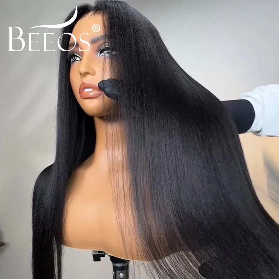 250% ضوء ياكي شعر مستعار مستقيم 13X6 HD الدانتيل كامل الباروكات الأمامية شعر الإنسان 30in Skinlike قبل قطعها البرازيلي عذراء الشعر للنساء