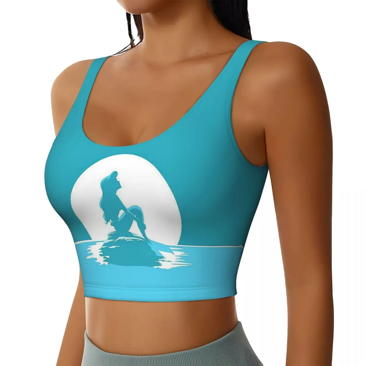 Custom Ariel Princess Sports Bra Women High Impact Workout Yoga Crop Top