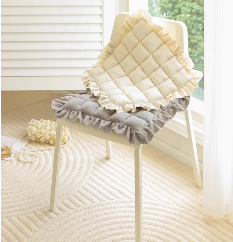 Pure Color Plush Chair Cushion Living Room Dining Chair Pad Thickened Anti-slip Office Chair Cushion