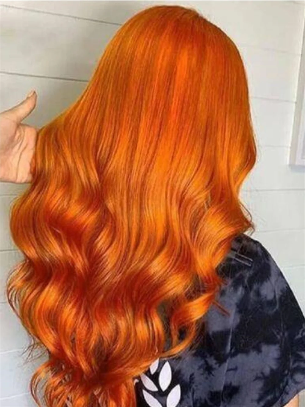 Macio longo gengibre laranja 180 densidade 26 Polegada onda do corpo peruca dianteira do laço para preto feminino cabelo do bebê resistente ao calor peruca diária sem cola