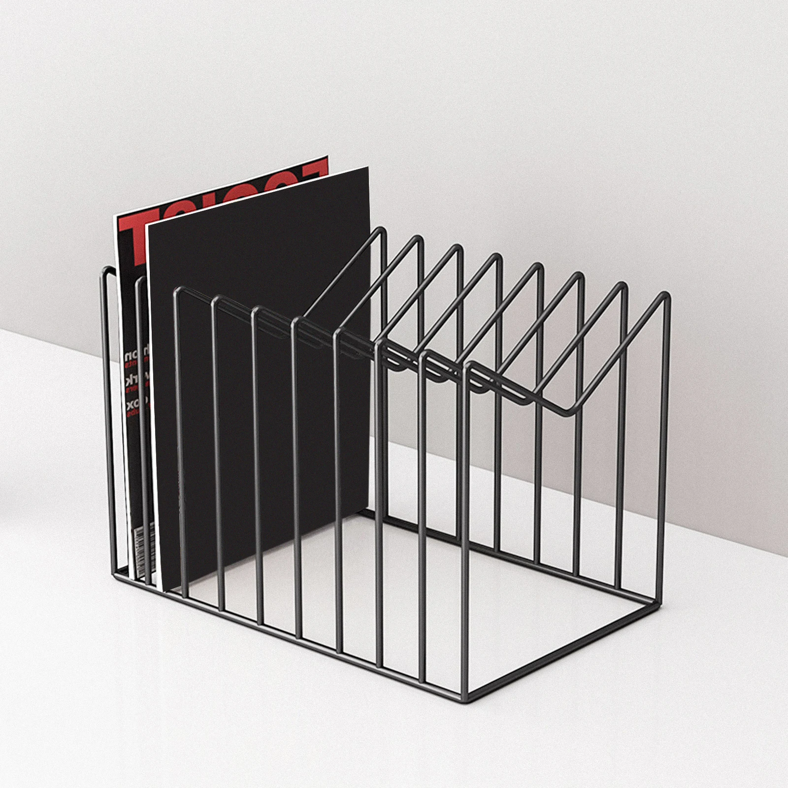 

Iron Art Bookshelf Black Simple Office Portable Magazine Rack for Records Books Newspapers Storage Display Stand Large Capacity