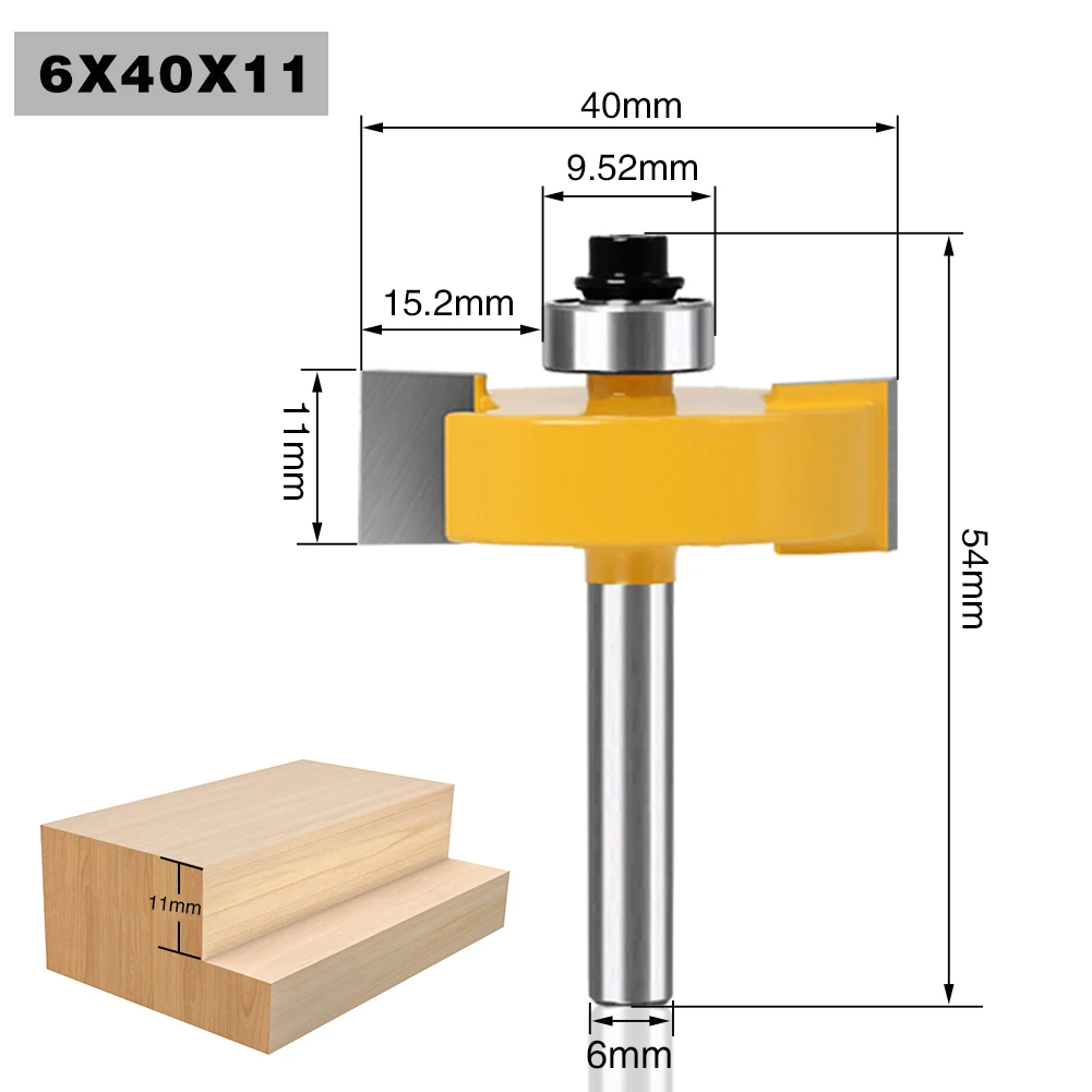 1pcs 6mm 12mm 1/4,1/2inch Shank Rabbeting Bit With Bearings Woodworking Tool T Type Bearings Wood Milling Cutter Router Bits For