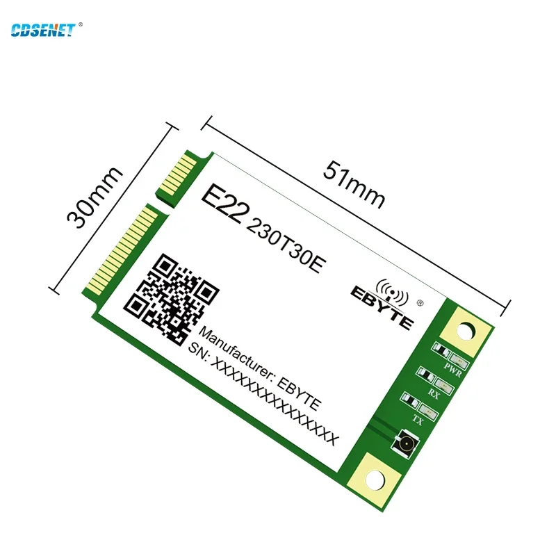 Wireless LoRa Spread Spectrum EBYTE E22-230T30E/33E MINI PCI-e Standard Interface UART/RS485/RS232/USB 30/33dBm 10/16Km