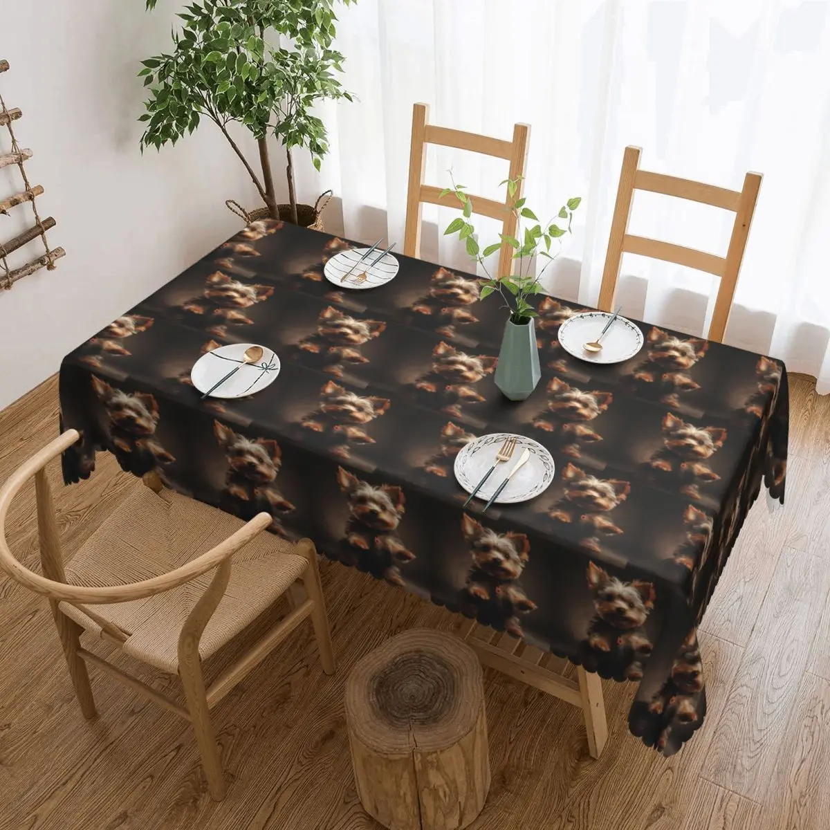 Yorkshire Terrier Dog Being Cute Tablecloth Restaurant Kitchen Rectangular Tablecloth Tablecloth Outdoor Dining Table Cover