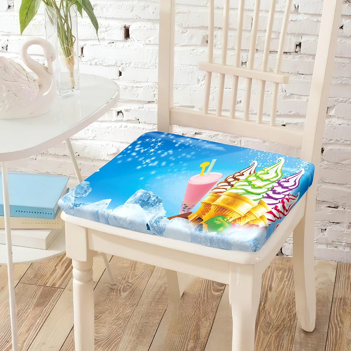 Color Ice Cream Printing Chair Cushion Seat Padding Memory Foam Removable Coat Comfort Chairs Pad Man Reading Watching TV Decor