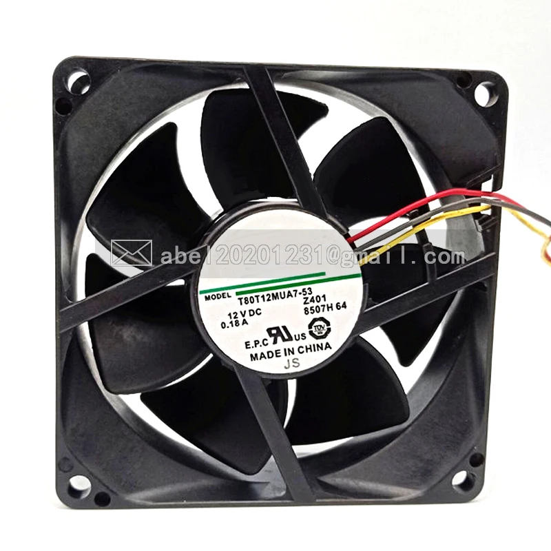 

BRAND NEW T80T12MUA7-53 12V DC 0.18A ORIGINAL COOLING FAN 8025 8CM 80*80*25MM