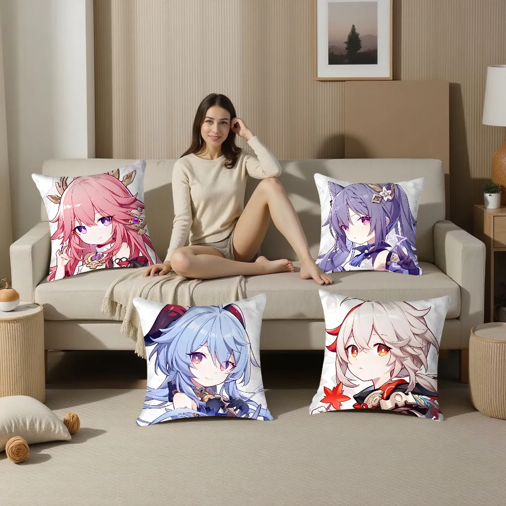 

Cartoon Honkai Impact Cute Pillow Case Plush Fabric Soft Pillowcase Double Sided Print Cushion Cover Household Gifts