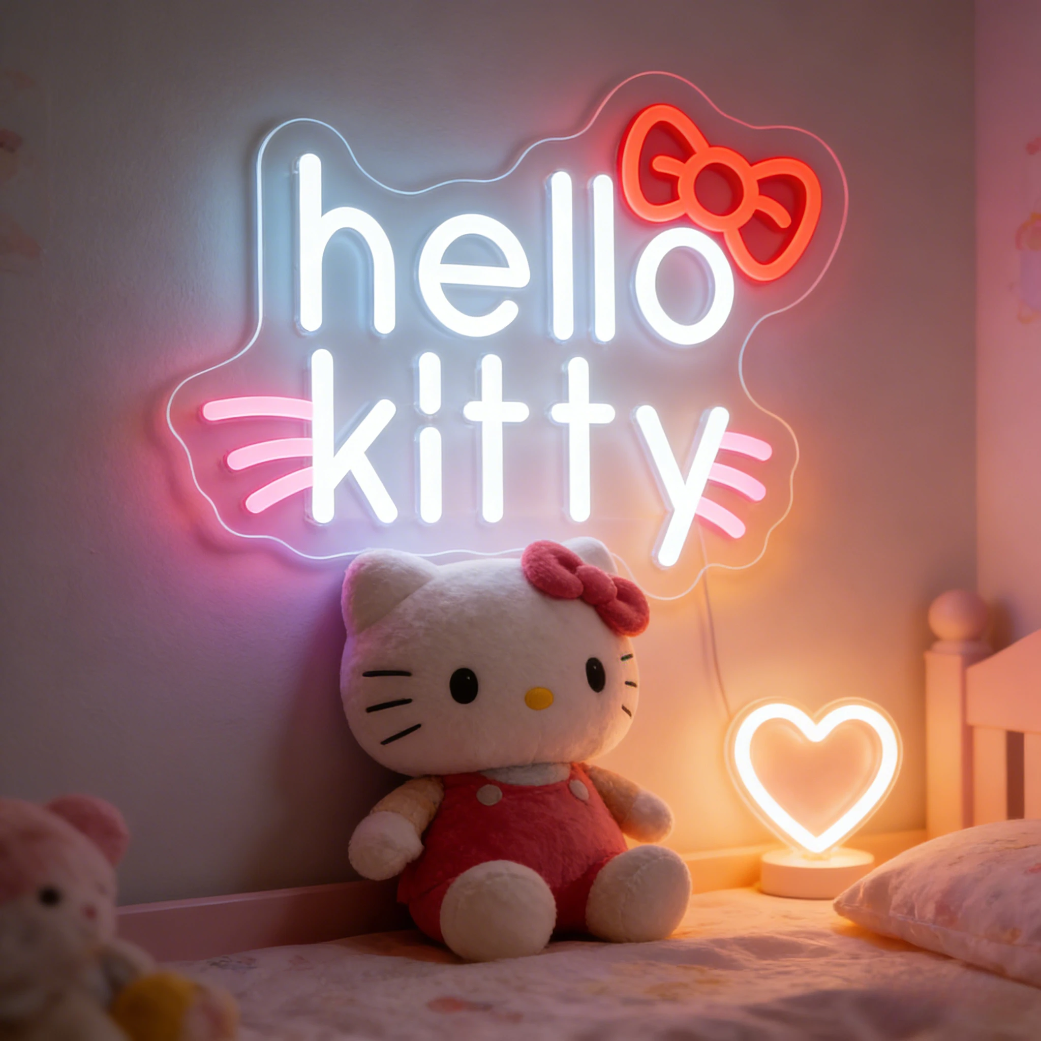 

Hello Kitty Neon Sign LED USB Dimmable Wall Art Sign Aesthetic Night Light for Girls Kids Bedroom Birthday Gift Home Decoration