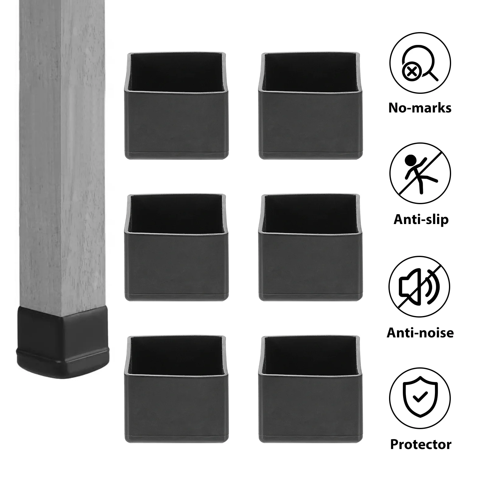 

12Pcs Square Chair Leg Covers Floor Protectors for Furniture Hardwood Floor Protection Living Room Bedroom Closet Table Chair