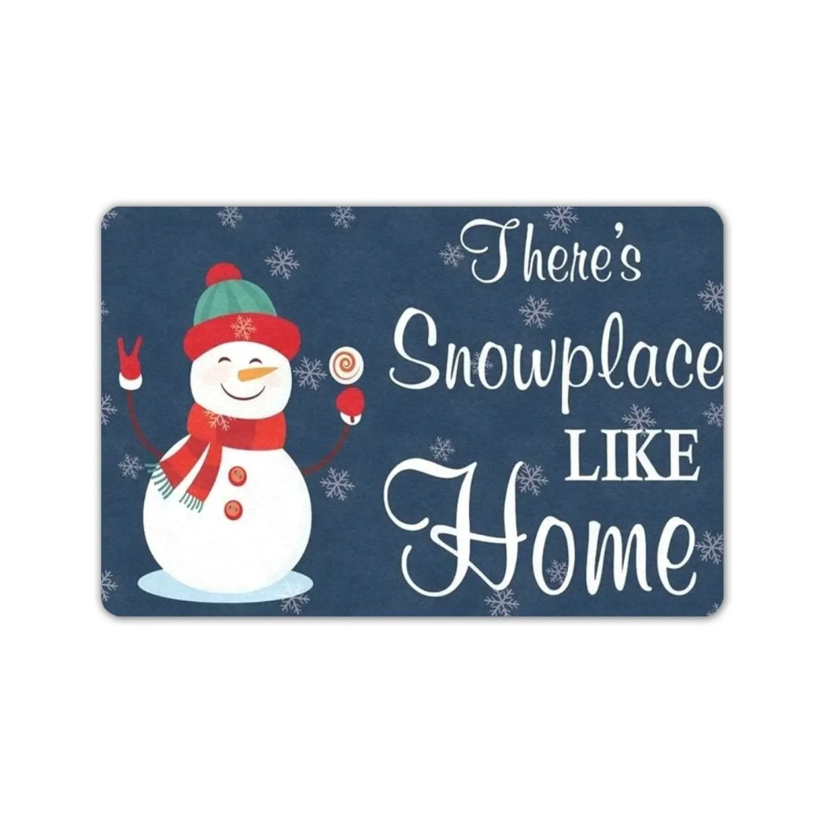 

Snowman There Is Snowplace Like Home Christmas Doormat Outdoor Decoration Porch Patio Front Floor Holiday Rug Decor Door Mat