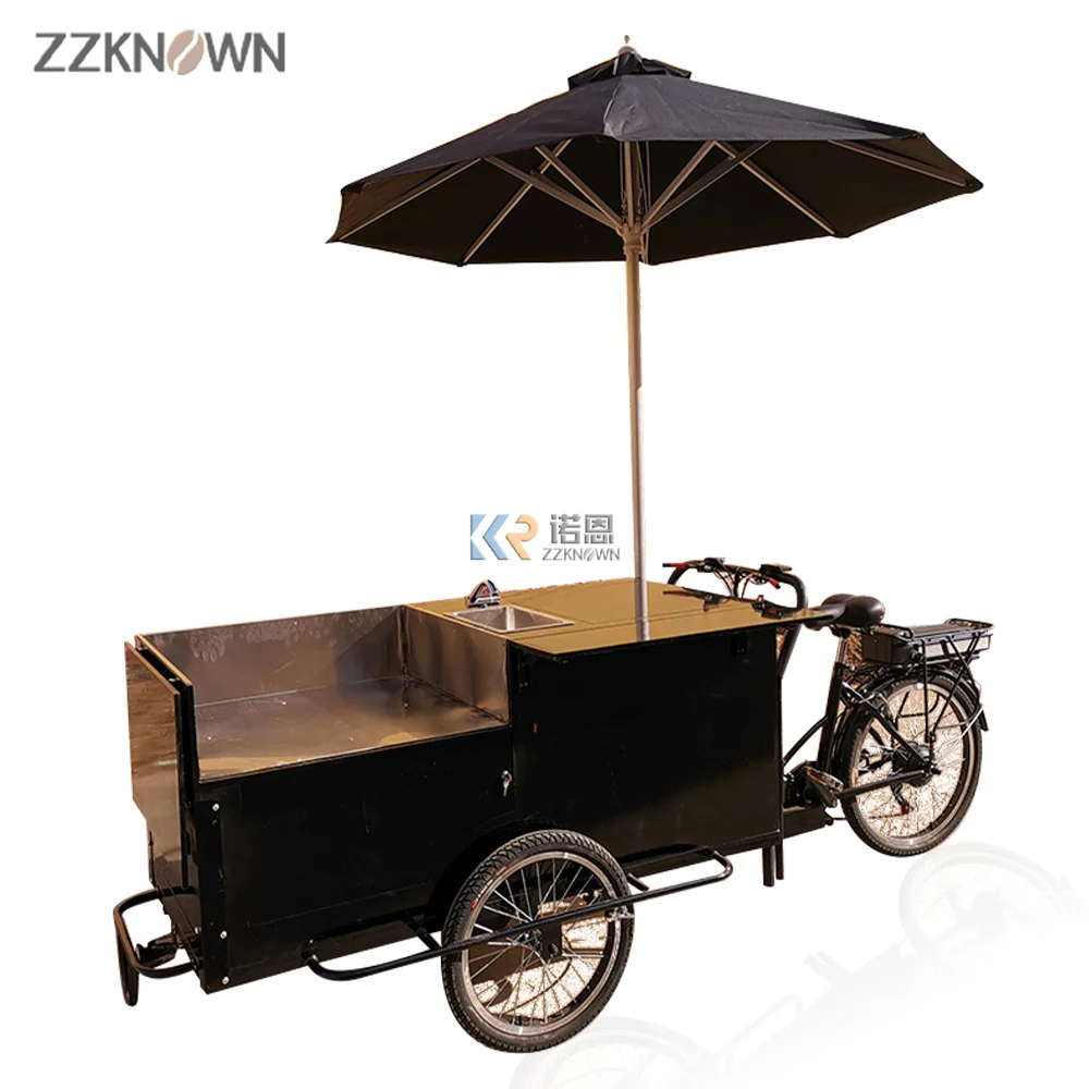 Stainless Steel Dining Trolley Small Popsicle Cart Reverse Riding Three-wheel Electric Food Truck