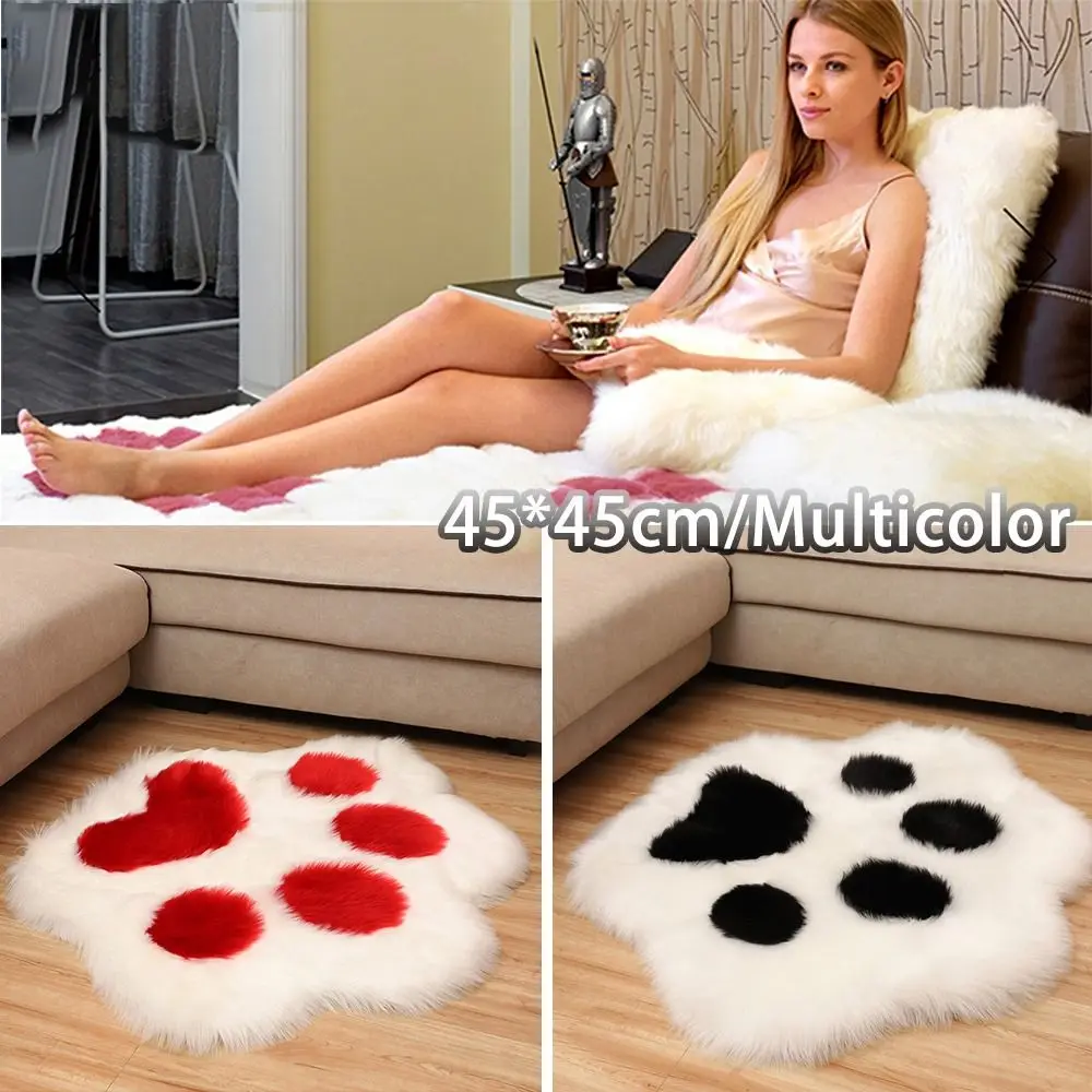 Cute 45x45cm Plush Carpet Fluffy Bears Paw Plush Foot Pad Long Hair Multicolor Cats Claw Floor Mat Bedside