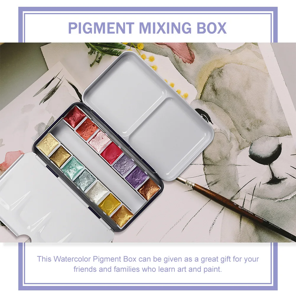 

1 Set Watercolor Pigment Box Portable Color Mixing Case For Artist Student Diy Painting Tool Empty Paint Pan Organizer Tin Art