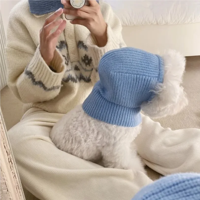 

Pet Warmth Cover Head Knitted Hat Dog Small Dog Decoration Teddy Dog Accessories Small Dogs Autumn Winter Pet Warm Pullover Hat